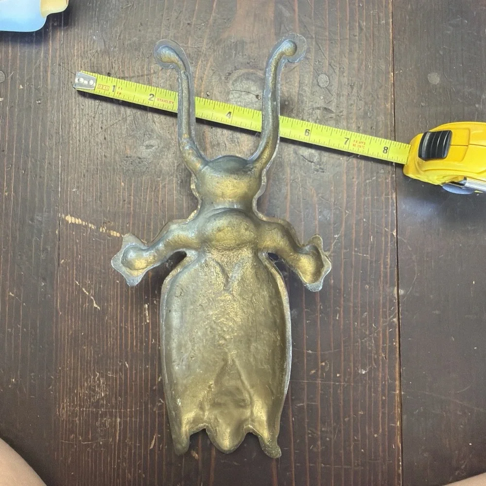 Vintage Brass Beetle Boot Jack Shoe Remover Heavy Cast Metal Insect Doorstop